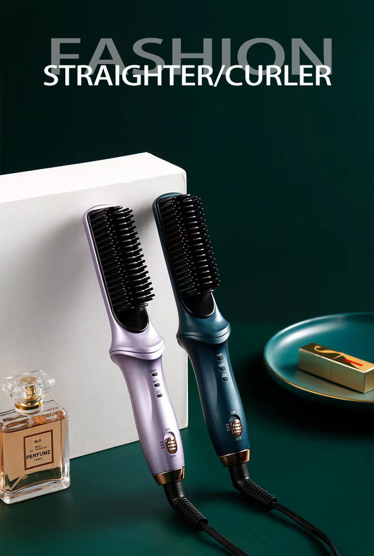 Blauw Purper Hot Comb Hair Straightener Voor Vrouwen Met 3 Temps 20s Snel Verwarmen