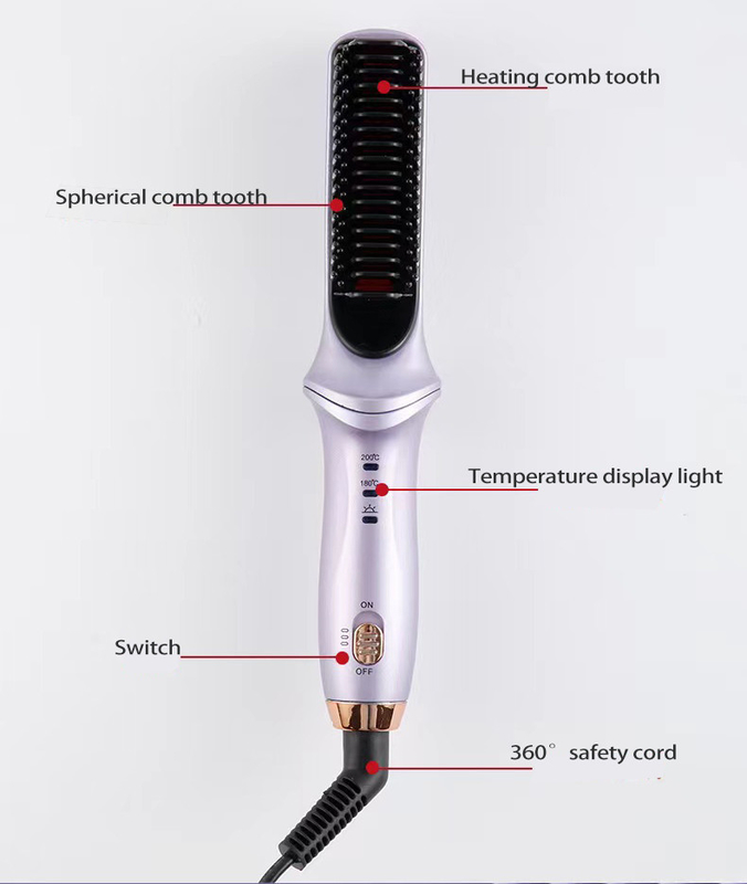 Blauw Purper Hot Comb Hair Straightener Voor Vrouwen Met 3 Temps 20s Snel Verwarmen