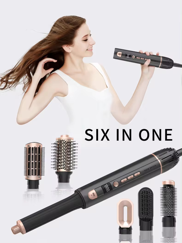 Nieuw ontwerp 2024 Hot Sale 6 In 1 Multi Function Styler Air Wrap LCD Display Warmluchtborstel