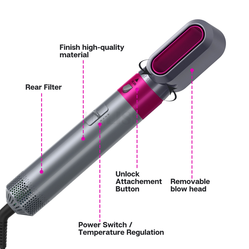 Negatieve-ion luchtwrap automatische krul haar styling warmluchtborstel 5 in 1 multi functie