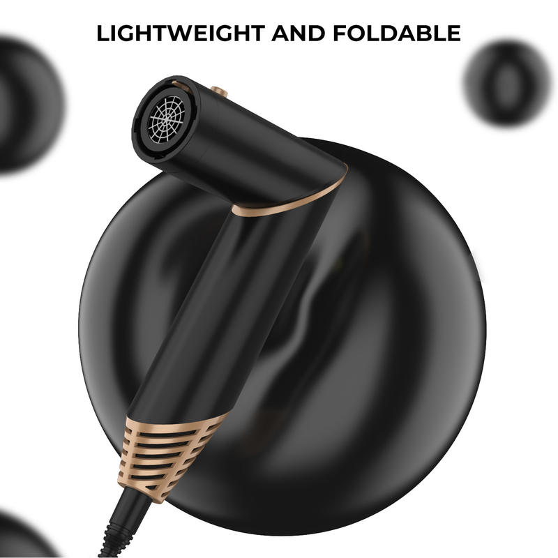 Professionele 6 in 1 krachtige opvouwbare haarstiler met warme lucht droger Ionische schoonheidssalon Balck Golden