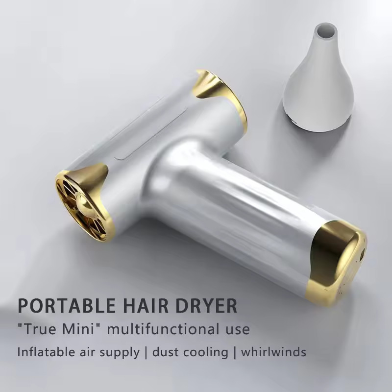 4 Warmte niveaus Draadloze haardroger met lange levensduur van de batterij en spuit/diffuser
