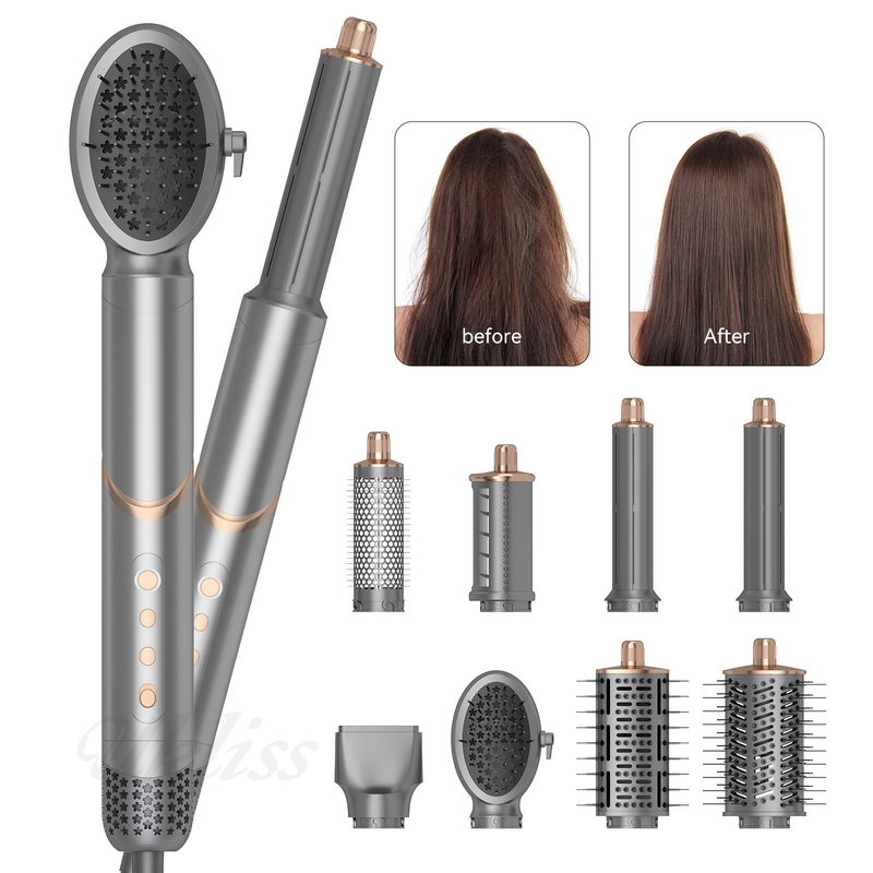 Professionele 8 in 1 haarstyling Warmluchtborstel Multi Curling Drogen Rechtzetten Negatieve Ion vouw cadeautje Set