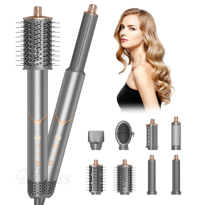 Professionele 8 in 1 haarstyling Warmluchtborstel Multi Curling Drogen Rechtzetten Negatieve Ion vouw cadeautje Set