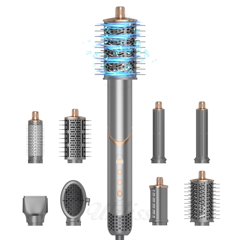 8-in-1 opvouwbare haardroger set met verstelbare warmteinstellingen en multi-nozzle ontwerp