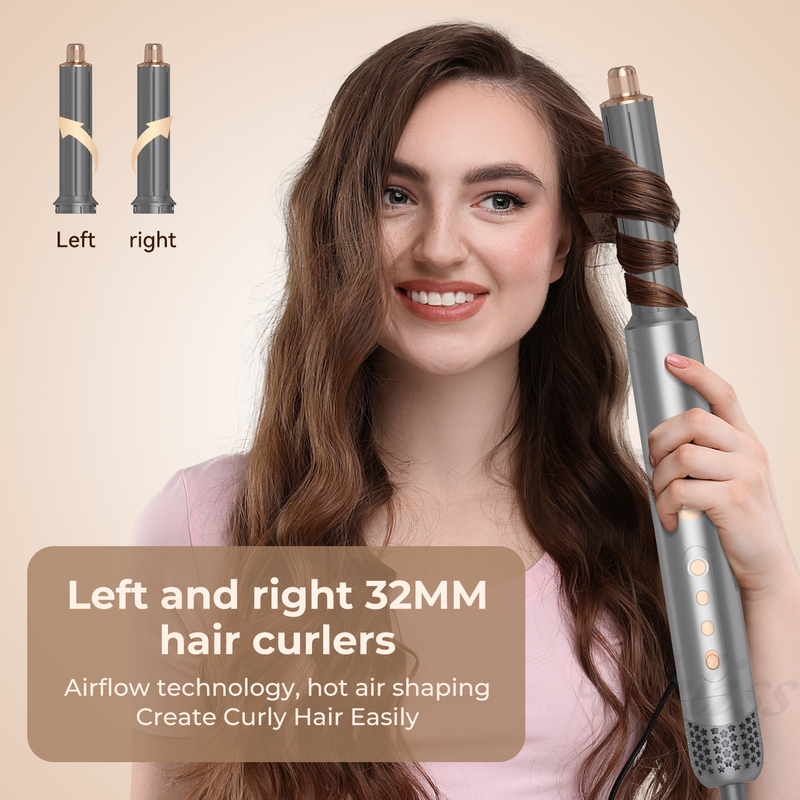 8-in-1 opvouwbare haardroger set met verstelbare warmteinstellingen en multi-nozzle ontwerp