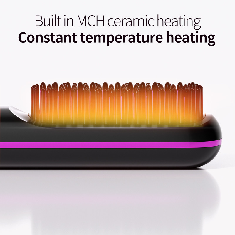 Draagbare draadloze haarrectificatieborstel 35W snelverwarming Type-C met negatieve iontemperatuur scherm