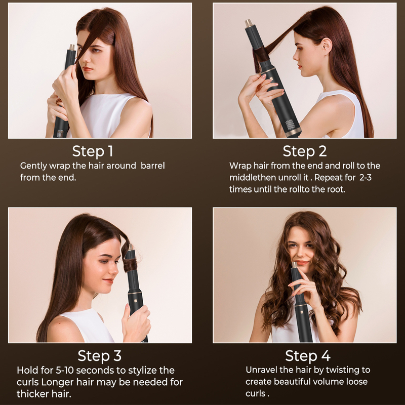 5 in 1 elektrische haarstyling tool Custom Logo LED multifunctionele haarkruller set met 1000W Power en 1.8m kabel lengte