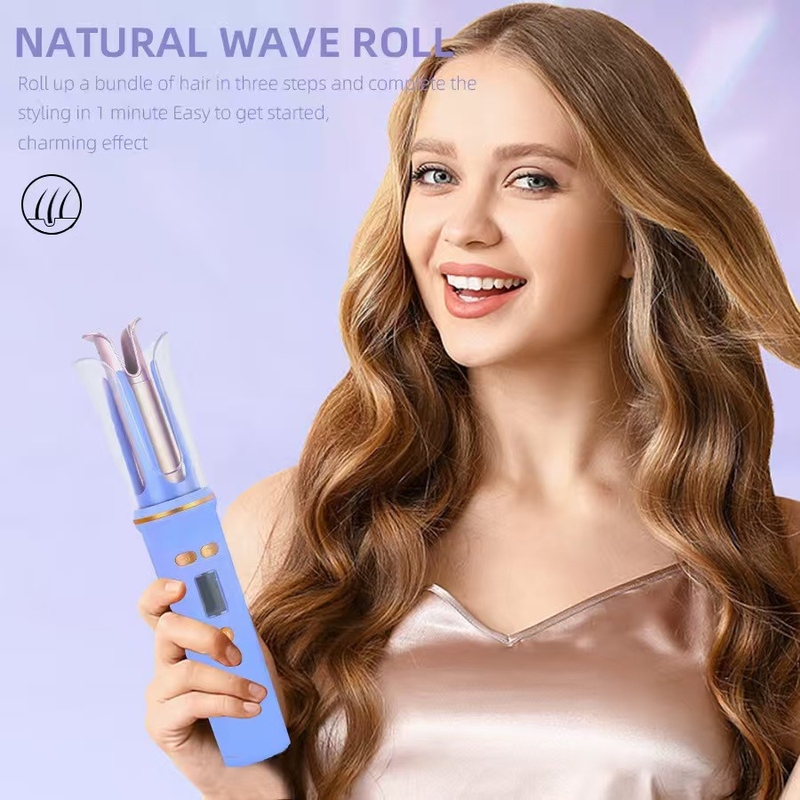 USB oplaadbare draagbare haarkruller reis draadloos Mini Hair Iron Auto Curler LCD display Temperatuur