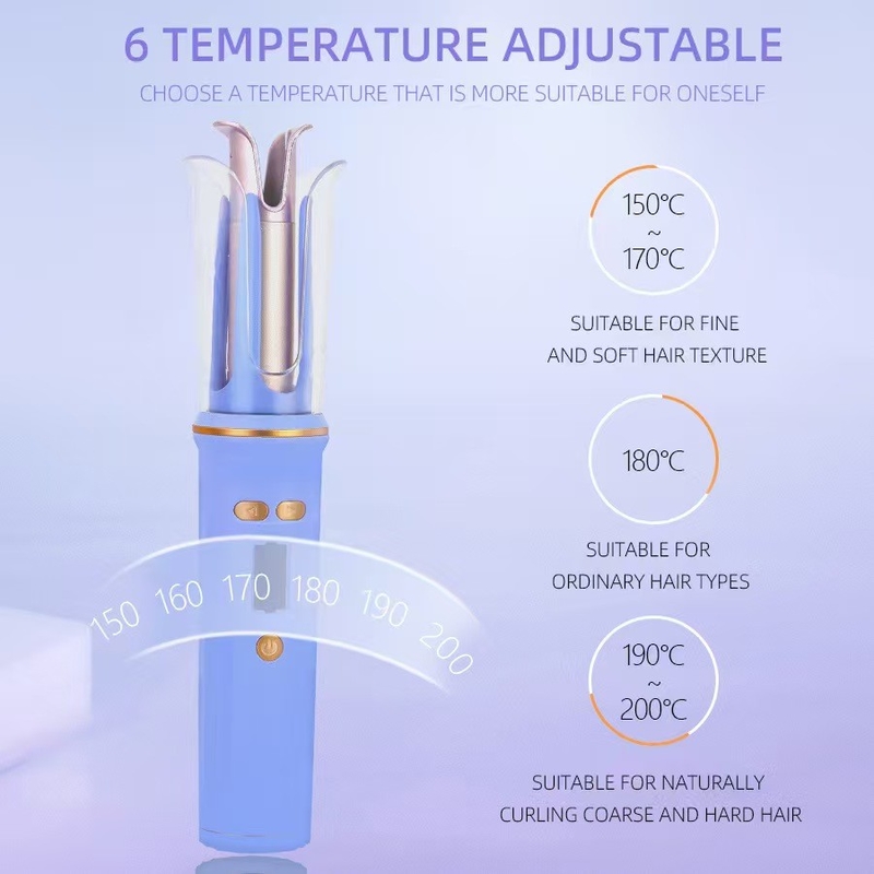 USB oplaadbare draagbare haarkruller reis draadloos Mini Hair Iron Auto Curler LCD display Temperatuur