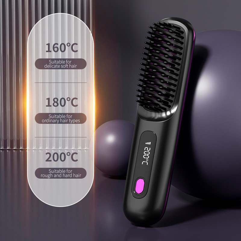 Elektrische warmluchtborstel Keramische haardraaier kam met negatieve-iontechnologie en draaibaar koord