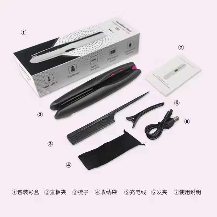 Oplaadbare 2 in 1 draadloze haarglijder draadloze haarglijder curling met 4800mAh batterij en multi temperatuur