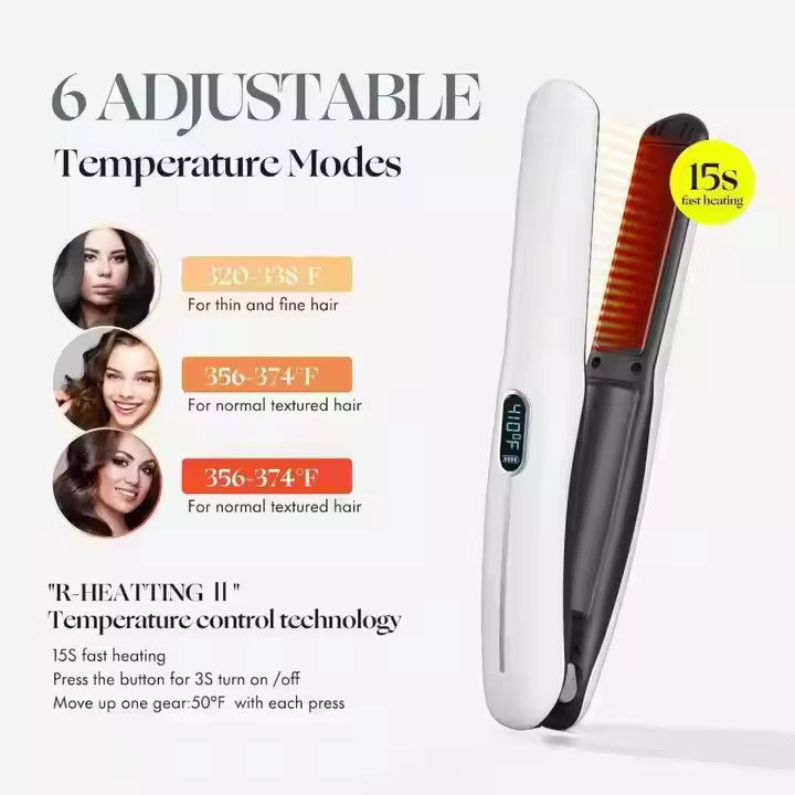 Oplaadbare 2 in 1 draadloze haarglijder draadloze haarglijder curling met 4800mAh batterij en multi temperatuur