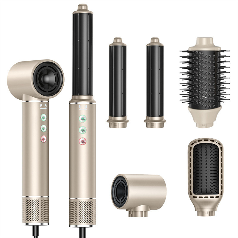 5 in 1 Hot Air Brush High Speed Brushless Motor Automatic Curling Hair Dryer Set Negatieve Ion Aviation Aluminium Shell