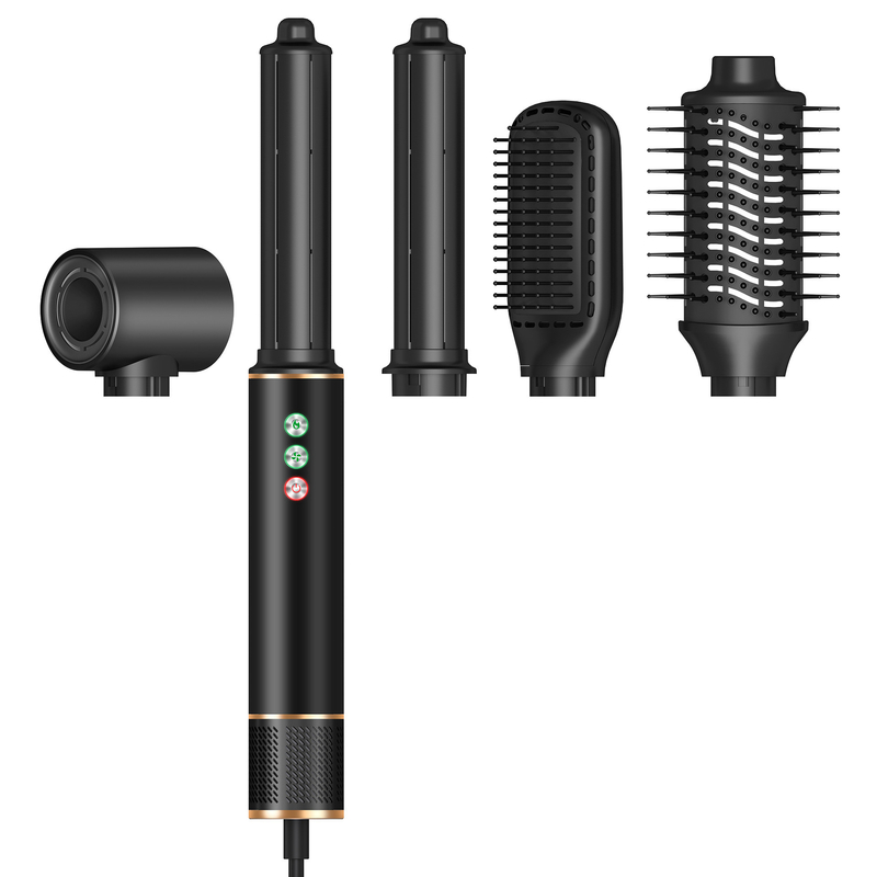 5 in 1 Hot Air Brush High Speed Brushless Motor Automatic Curling Hair Dryer Set Negatieve Ion Aviation Aluminium Shell