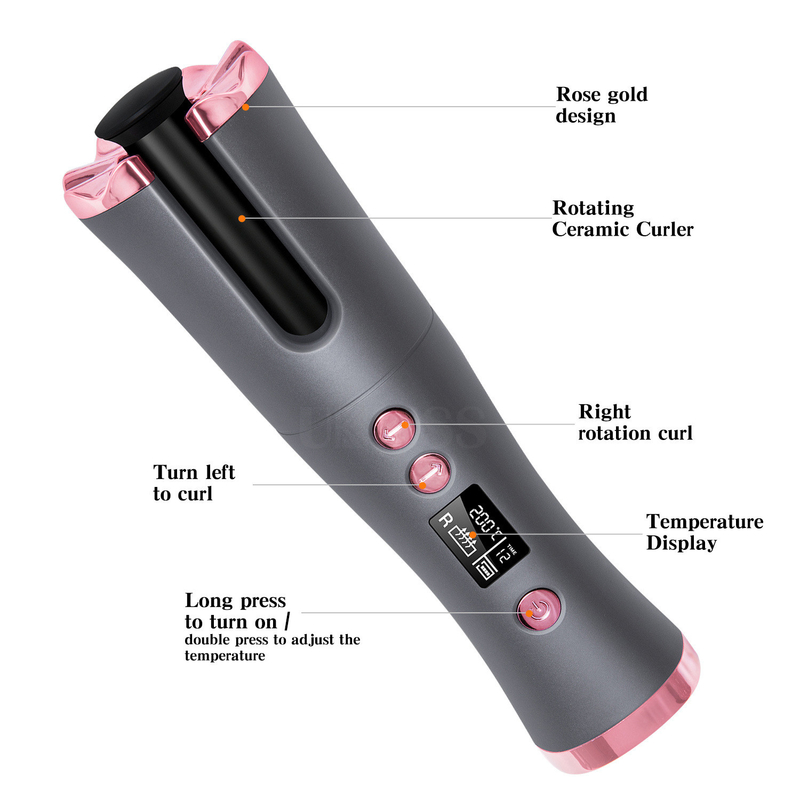 15W draadloze automatische haarkruller draagbare type-C oplaadbare snelle verwarming Compact ontwerp