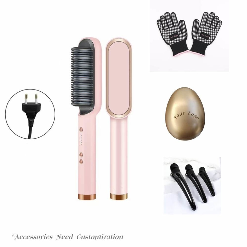 45W haarglijder kam Anti-brandende haarborstel negatieve-ioon styling kam Snel verwarmen 5 instelbare temperatuurniveaus