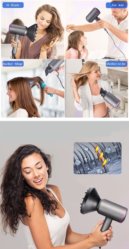 1500 watt elektrische haardroger met 3 multifunctionele accessoires voor een perfecte gladde kapsel
