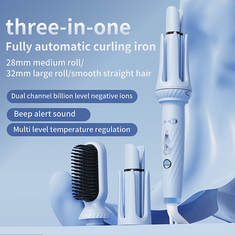 3-in-1 automatisch krulstrijker met piepwaarschuwing, haarstyling tool voor moeiteloze krullen en golven
