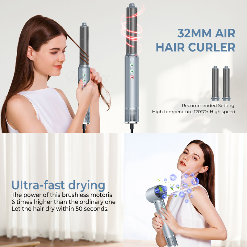 220V 5 in 1 snelheid Hot Air Styler Professionele Frizz-Free Blow Dryer Borstel Curl Rectificeren met Travel Bag 3 Gear Cold