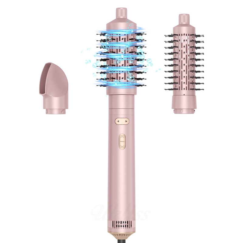 Haardroger Borstel 6 in 1 Haarstiler Zilveren Ionische Technologie Sneldrogen Multi Styler voor recht krullend en krullend haar