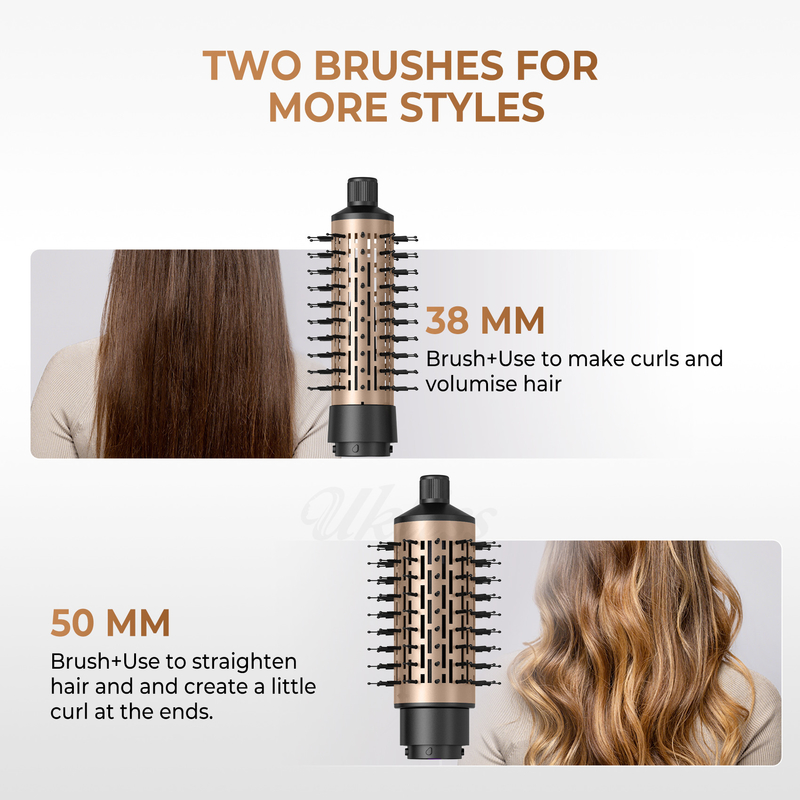 Haardroger Borstel 6 in 1 Haarstiler Zilveren Ionische Technologie Sneldrogen Multi Styler voor recht krullend en krullend haar