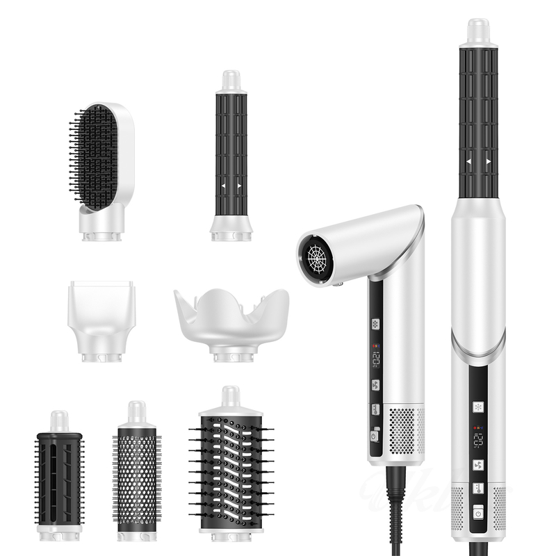 Snel drogen 8 in 1 professionele haardroger met warme lucht borstel met auto-wrap curler en 2M Power Cord 1500W Multi-Styler