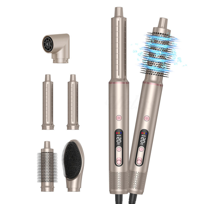 6 in 1 professionele warmluchtstiler krachtige haardroger & strekker set curling voluminering strekken