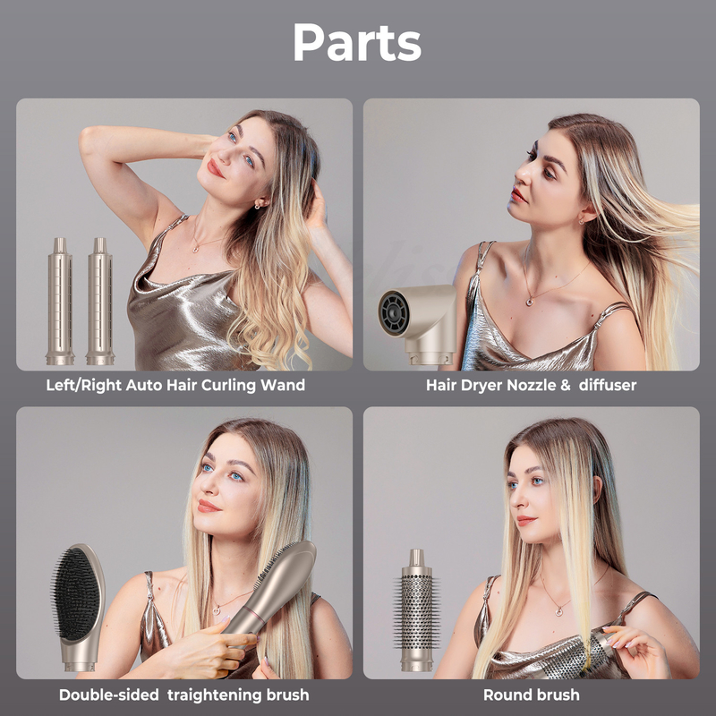 6 in 1 professionele warmluchtstiler krachtige haardroger & strekker set curling voluminering strekken