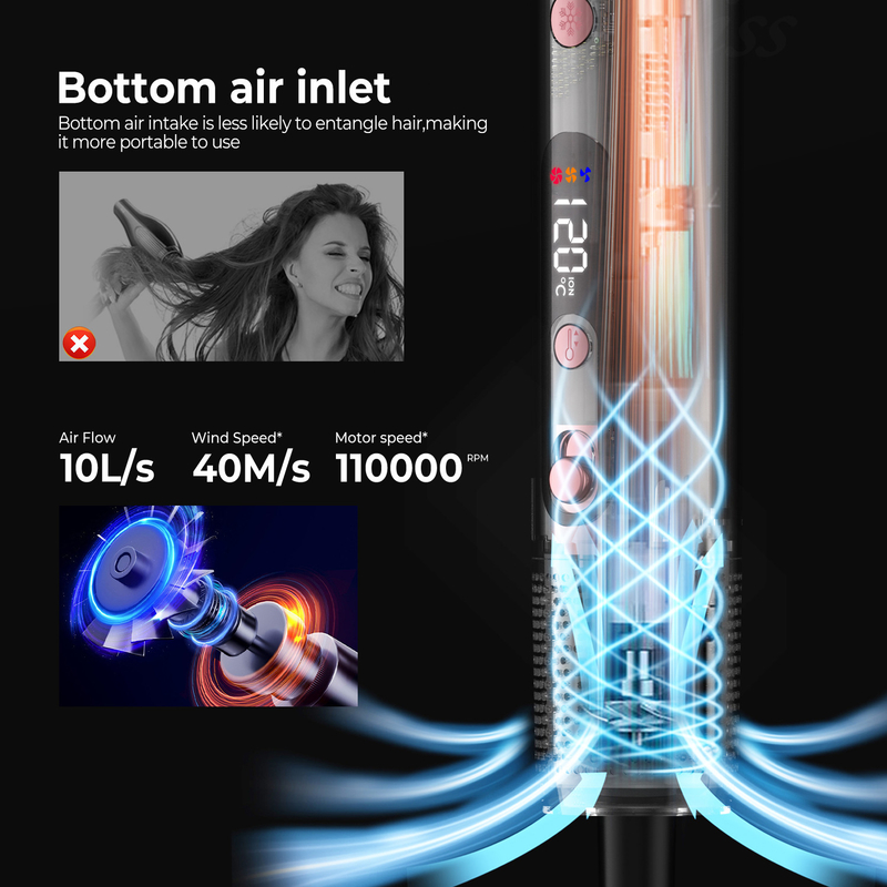 6 in 1 professionele warmluchtstiler krachtige haardroger & strekker set curling voluminering strekken
