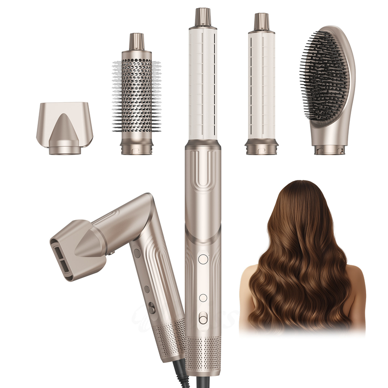 5 in 1 opvouwbare haardroger Windblow High-Speed Turbo Blow Dryer Brush Professional 500 miljoen Negatieve Ionen Haardroger