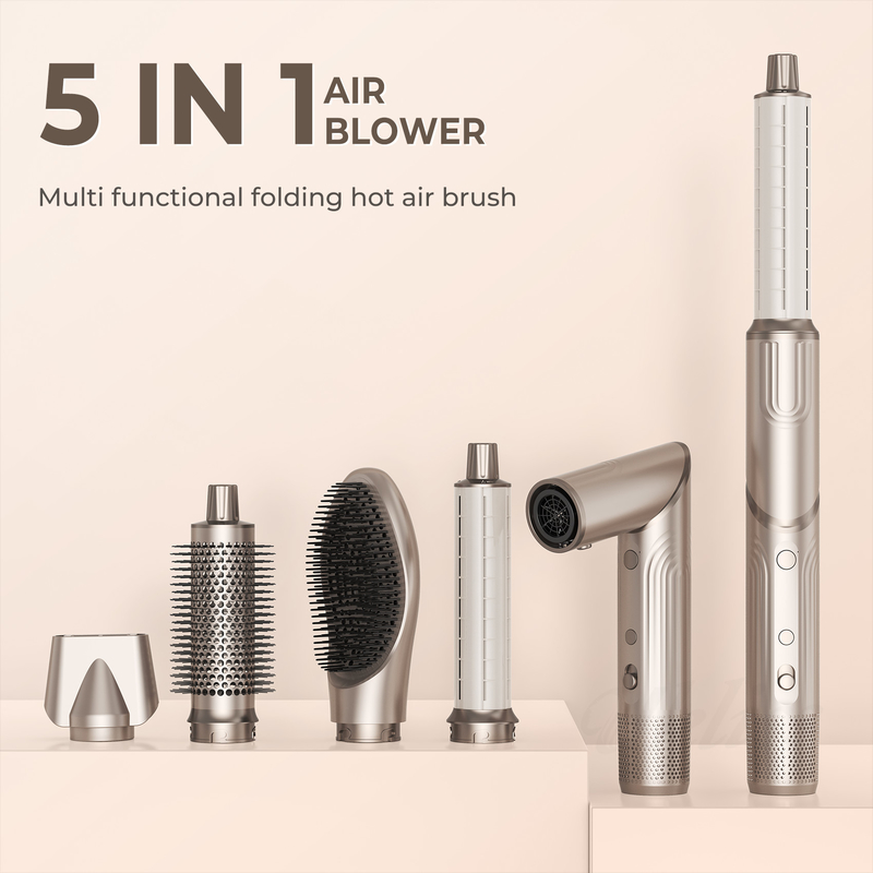 5 in 1 opvouwbare haardroger Windblow High-Speed Turbo Blow Dryer Brush Professional 500 miljoen Negatieve Ionen Haardroger