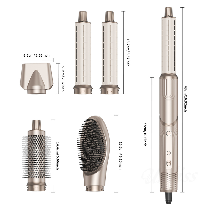 5 in 1 opvouwbare haardroger Windblow High-Speed Turbo Blow Dryer Brush Professional 500 miljoen Negatieve Ionen Haardroger